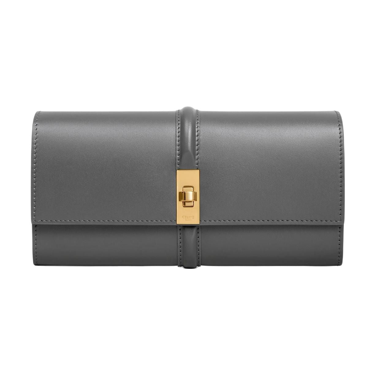 CELINE 16 Calfskin Wallet Large Size Women's Gray