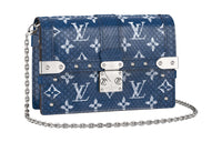 LOUIS VUITTON Trunk Python Skin Shoulder Bag Crossbody Bag Wallets Men's Blue