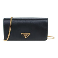 PRADA Calfskin Shoulder Bag Crossbody Bag Women's Black