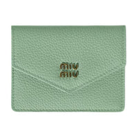 MIU MIU Cow Leather Card Holder Women's Light Green