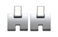 HERMES Stud Earrings Unisex Silver
