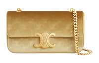 CELINE Triomphe Velour Crossbody Bag Shoulder Bag Women's Gold
