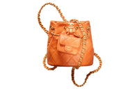 CHANEL Calfskin Combo Backpack Small Size Women's Orange