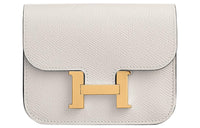 HERMES Constance Slim Epsom Leather Wallet Card Holder Coin Purse Fanny Pack Regular Women's Light Gray