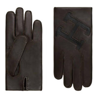 HERMES Silk Leather Gloves Men's Brown