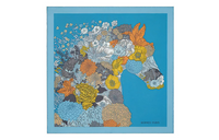 HERMES Silk Scarf Women's Blue Orange/Gold