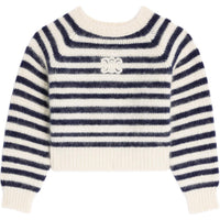 CELINE Women's Zip Up Crop Top In Athletic Knit Grey/Off White