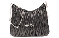MIU MIU Matelassé Soft Sheep Leather Shoulder Bag Crossbody Bag Women's Black