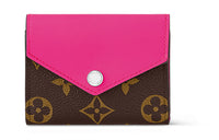 LOUIS VUITTON Canvas Cow Leather Patchwork Wallet Regular Women's Brown & Pink