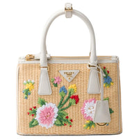 PRADA Leather Shoulder Bag Crossbody Bag Handbag Small Size Women's Tan & White