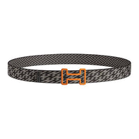 HERMES Stainless Steel Leather Belts Unisex Black/Graphite Width 3.2cm
