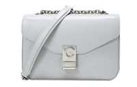 CELINE Cow Leather Shoulder Bag Medium Size Women's Light Gray