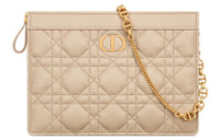 DIOR Caro Soft Calfskin Portable One Shoulder Crossbody Clutches Regular Women's Sand