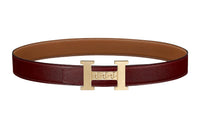 HERMES Leather Belts Unisex HERMES Red/Gold