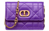 DIOR Caro Lambskin Crossbody Bag Shoulder Bag Women's Violet