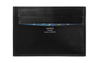 HERMES Citizen Twill Evergrain Calfskin Card Holder Unisex Black