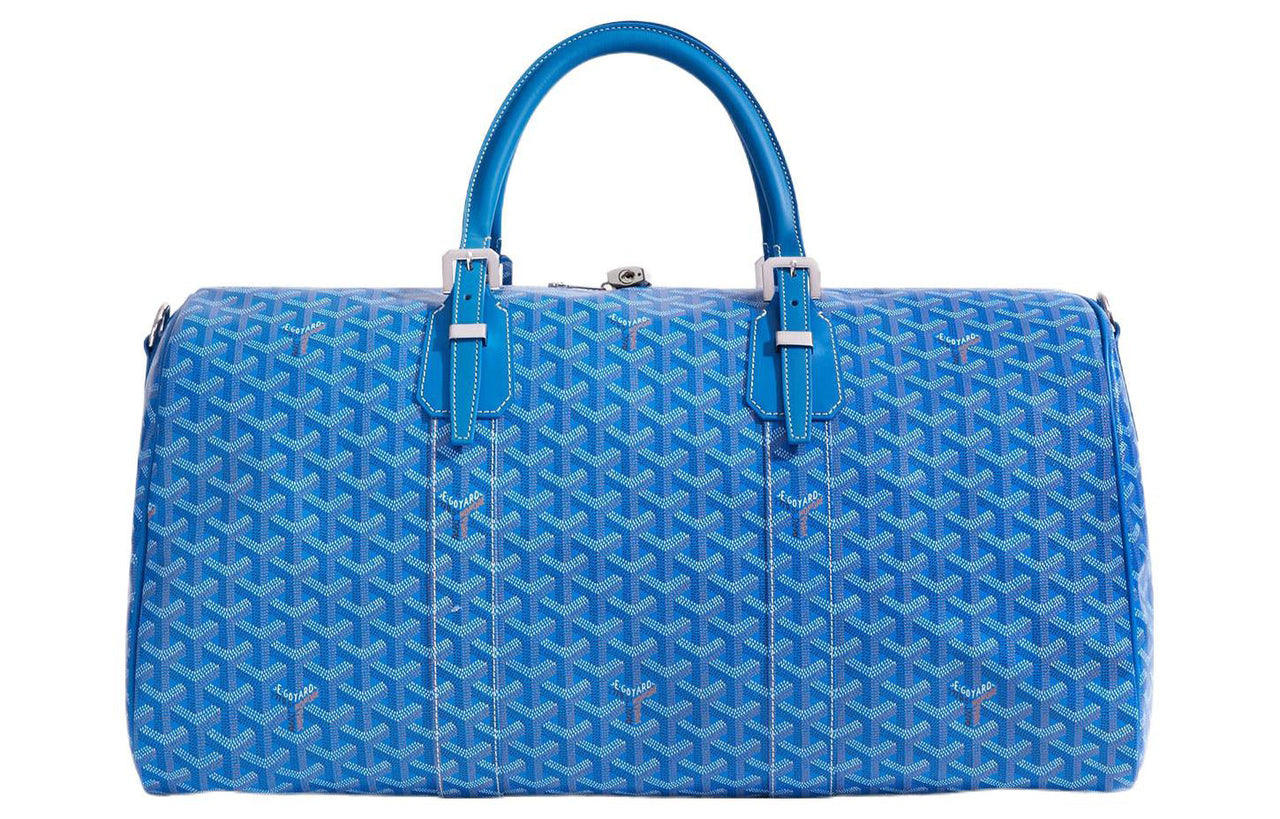 GOYARD Canvas With Calfskin Dog's Teeth One Shoulder Crossbody Portable Travel Bag Unisex Blue