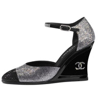 CHANEL Wedge Heel High Heels Women's Black