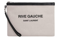 SAINT LAURENT Linen With Canvas Canvas Bag Clutches Women's Gray
