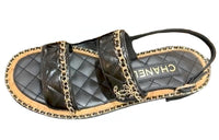 CHANEL Strap Sandals Women's Black Yellow