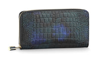 LOUIS VUITTON Zippy Shiny Crocodile Leather Wallet Women's Blue/Black