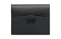 PRADA Smooth Leather Wallet Small Size Women's Black