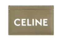 CELINE Smooth Cow Leather Card Clip Money Clip Card Holder Men's Dark Olive