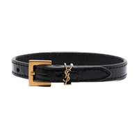SAINT LAURENT Leather Wristbands Women's Black