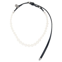 MIU MIU Calfskin Glass Necklaces Unisex White