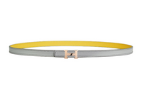 HERMES Letter H Shape Buckle Smooth Buckle Leather Belts Women's Silver/Yellow Width: 1.3cm