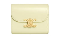 CELINE Triomphe Calfskin Wallet Small Size Women's Light Yellow