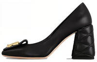 LOUIS VUITTON Chunky Heel High Heels 8.5cm Women's Black
