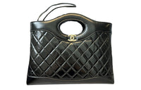 CHANEL Shiny Lambskin Shoulder Bag, Crossbody Bag, Handbag Medium Size Women's Black