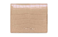 MIU MIU Leather Card Clip Wallets Women's Pink