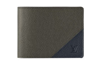 LOUIS VUITTON Multiple Cow Leather Wallet Regular Men's Dark Green/Blue