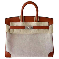 HERMES Birkin Canvas With Leather Canvas Bag Handbags Women's 6C Pumpkin