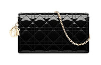 DIOR Lady Dior Patent Leather Shoulder Bag, Crossbody Bag, Clutch Regular Women's Black