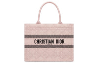 DIOR BookTote Raffia Grass Tote Bag Shopping Bag Handbag Medium Size Women's Rouge Pink