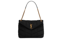 SAINT LAURENT PUFFER Wool Pillow Bag Shoulder Bag Women's Black