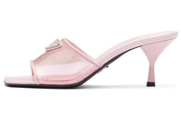 PRADA Plexiglas 65mm Mule Sandals Alabaster Pink Patent Leather Women's