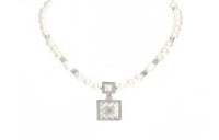 CHANEL Pearl Necklaces Women's White