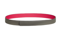 HERMES Double-Sided Leather Detail Calfskin Leather Belts Women's Gray Width: 2.4cm