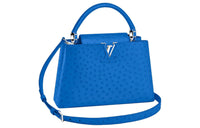 LOUIS VUITTON Capucines Ostrich Leather Capusin Shoulder Crossbody Handbag Medium Size Women's Blue
