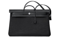 HERMES Canvas With Leather Crossbody Bag Women's Black