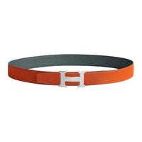 HERMES Leather Leather Belts Unisex Orange Width: 3.2CM