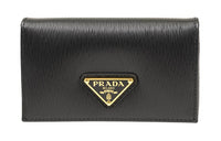 PRADA Calfskin Wallet Unisex Black