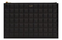 SAINT LAURENT Lambskin Handheld Storage Bag For Tablet Regular Women's Black
