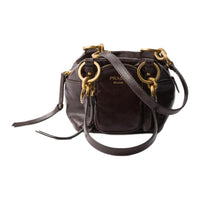 PRADA Leather Handbag, Shoulder Bag Mini Women's Dark Brown