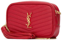SAINT LAURENT Quilting Leather Chain Shoulder Bag Crossbody Bag Women's Red