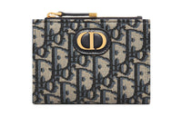 DIOR 30 Montaigne Jacquard Card Holder Wallet Women's Blue